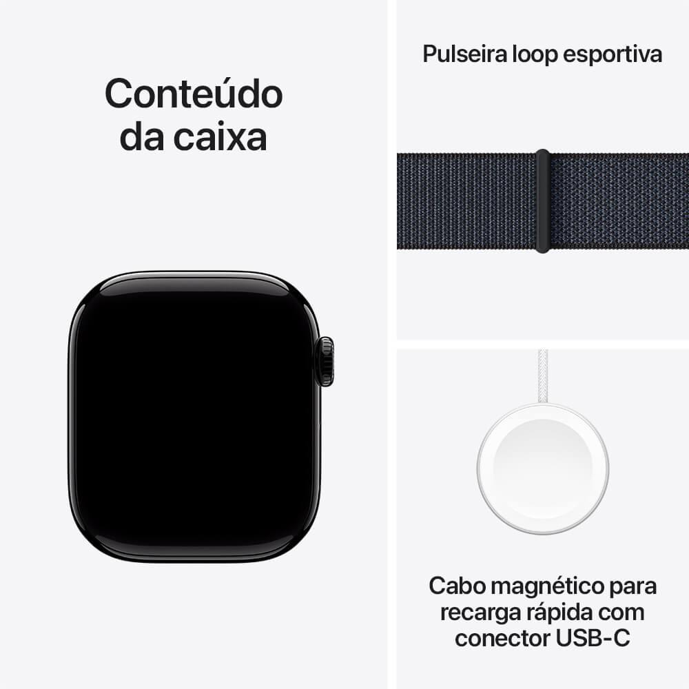 Apple Watch Series 10 GPS • Caixa preta brilhante de alumínio – 42 mm • Pulseira loop esportiva tinto - 9