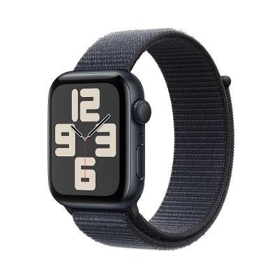 Apple Watch SE GPS • Caixa meia-noite de alumínio – 44 mm • Pulseira loop esportiva tinto