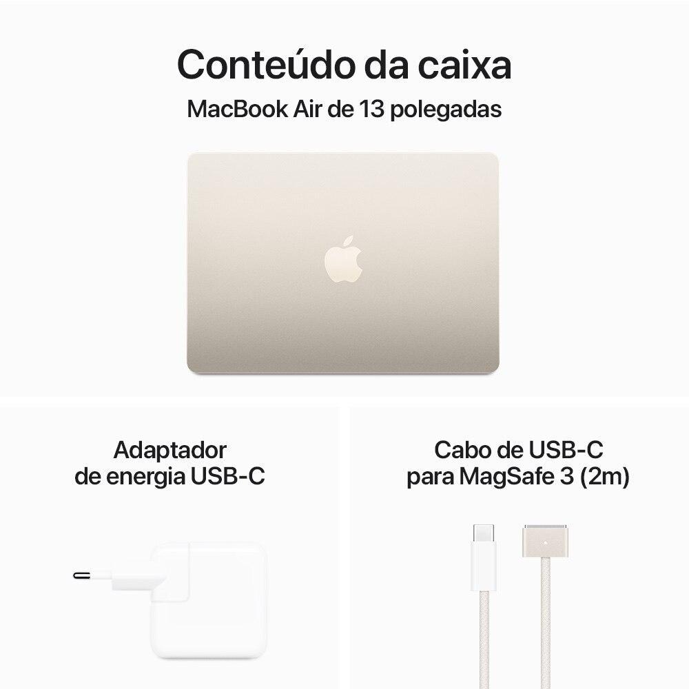 Apple MacBook Air 13", M3, CPU de 8 núcleos, GPU de 8 núcleos, 24GB RAM, 512GB SSD - Estelar - 9
