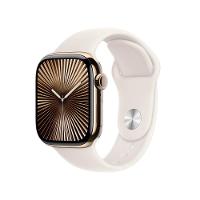 Apple Watch Series 10 GPS + Cellular • Caixa dourada de titânio – 42 mm • Pulseira esportiva estelar – M/G - 1