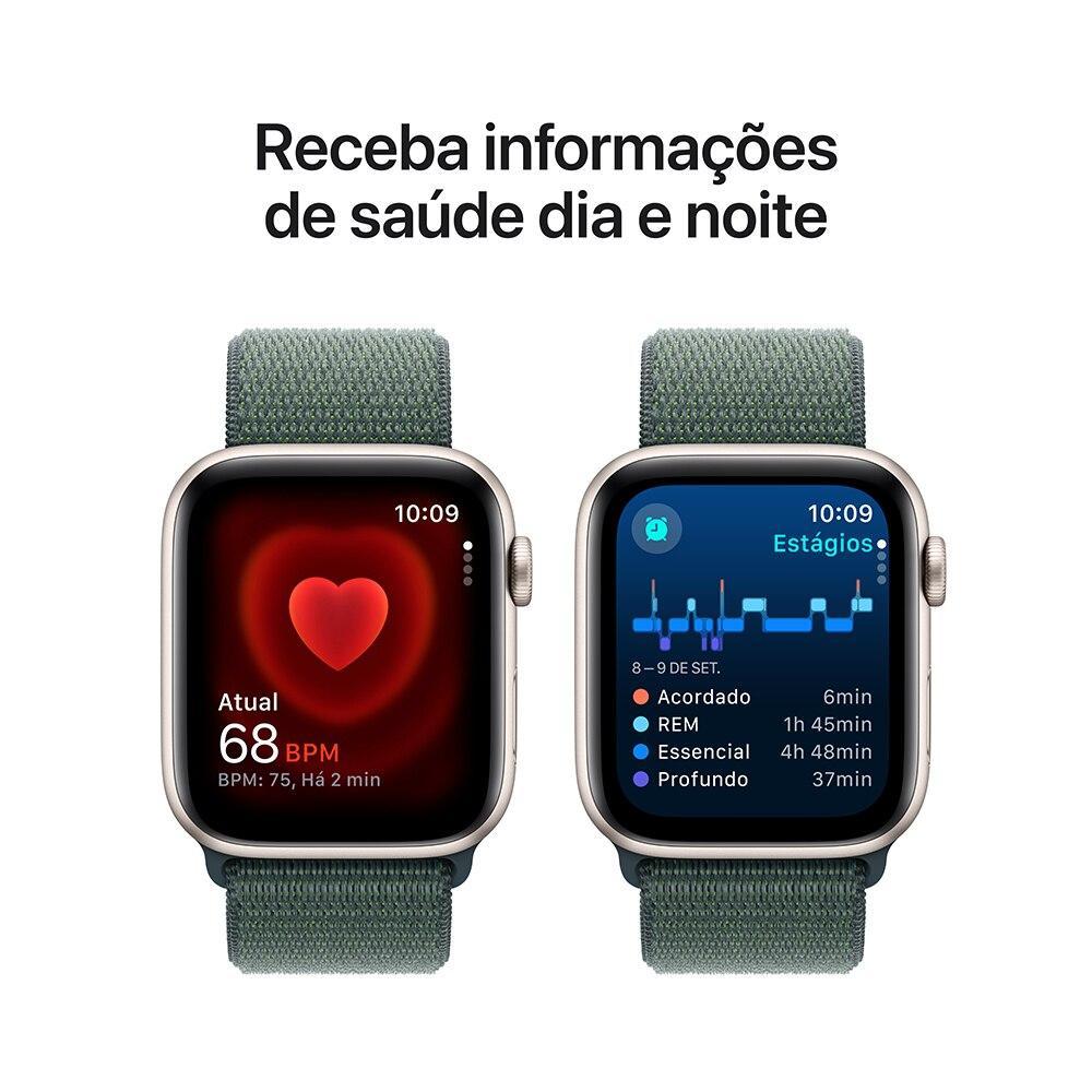 Apple Watch SE GPS + Cellular • Caixa estelar de alumínio – 44 mm • Pulseira loop esportiva verde-lago - 5