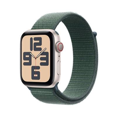 Apple Watch SE GPS + Cellular • Caixa estelar de alumínio – 44 mm • Pulseira loop esportiva verde-lago