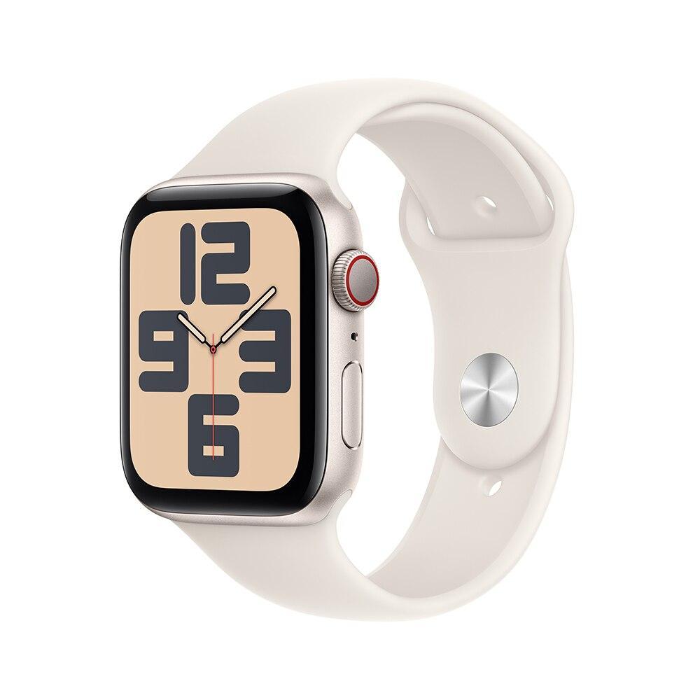 Apple Watch SE GPS + Cellular • Caixa estelar de alumínio – 44 mm • Pulseira esportiva estelar – P/M - 1