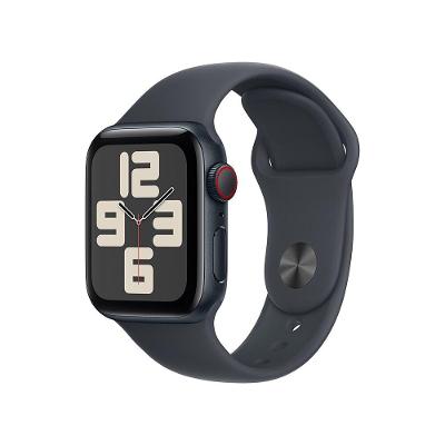 Apple Watch SE GPS + Cellular • Caixa meia-noite de alumínio – 40 mm • Pulseira esportiva meia-noite – M/G