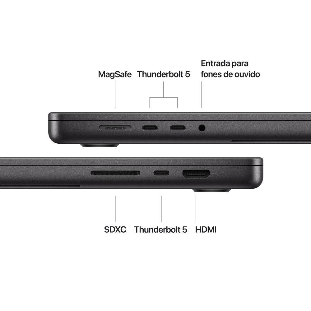 Apple MacBook Pro 16", M4 Pro, CPU de 14 núcleos, GPU de 20 núcleos, 48GB RAM, 512GB SSD - Preto-espacial - 7