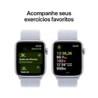 Apple Watch SE GPS + Cellular • Caixa prateada de alumínio – 44 mm • Pulseira loop esportiva nuvem azul - 6