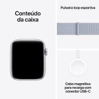 Apple Watch SE GPS + Cellular • Caixa prateada de alumínio – 44 mm • Pulseira loop esportiva nuvem azul - 7