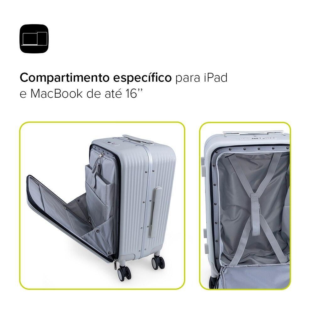 Mala de Bordo com localizador e compartimento para MacBook e iPad, Originais iPlace, Off White - 6
