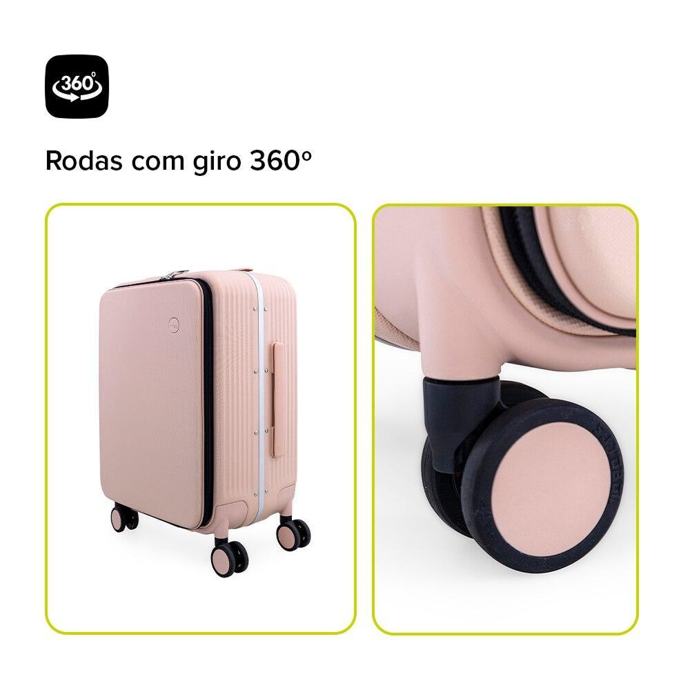 Mala de Bordo com localizador e compartimento para MacBook e iPad, Originais iPlace, Rosa - 4