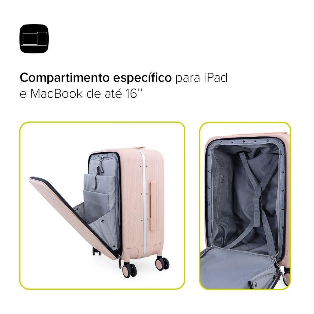 Mala de Bordo com localizador e compartimento para MacBook e iPad, Originais iPlace, Rosa - 6