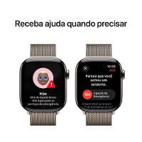 Apple Watch Series 10 GPS + Cellular • Caixa natural de titânio – 42 mm • Pulseira natural estilo milanês - 6