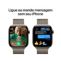 Apple Watch Series 10 GPS + Cellular • Caixa natural de titânio – 42 mm • Pulseira natural estilo milanês - 7