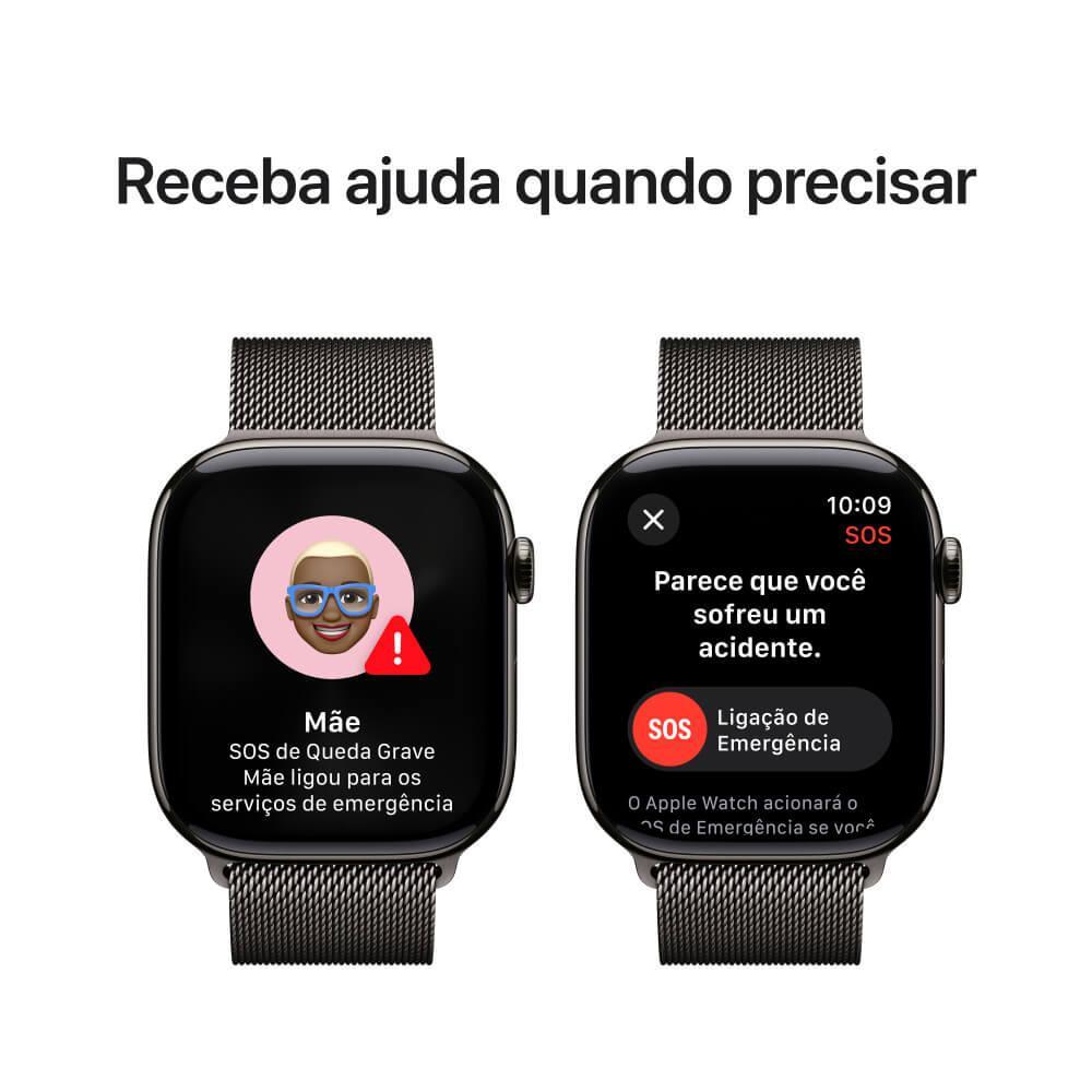 Apple Watch Series 10 GPS + Cellular • Caixa ardósia de titânio – 46 mm • Pulseira ardósia estilo milanês – P/M - 6