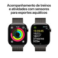 Apple Watch Series 10 GPS + Cellular • Caixa ardósia de titânio – 46 mm • Pulseira ardósia estilo milanês – P/M