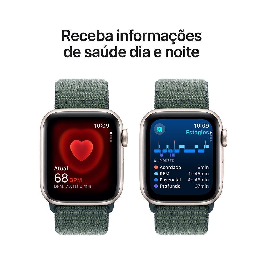 Apple Watch SE GPS + Cellular • Caixa estelar de alumínio – 40 mm • Pulseira loop esportiva verde-lago - 5