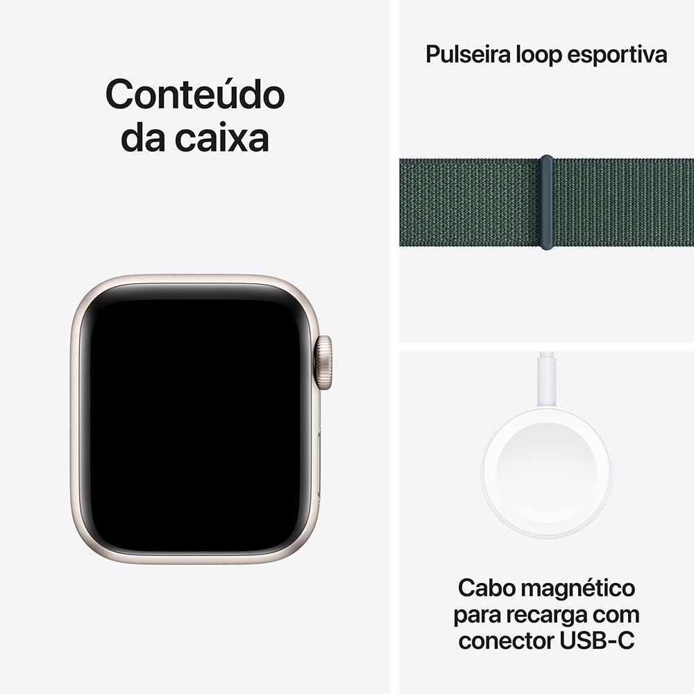 Apple Watch SE GPS + Cellular • Caixa estelar de alumínio – 40 mm • Pulseira loop esportiva verde-lago - 7