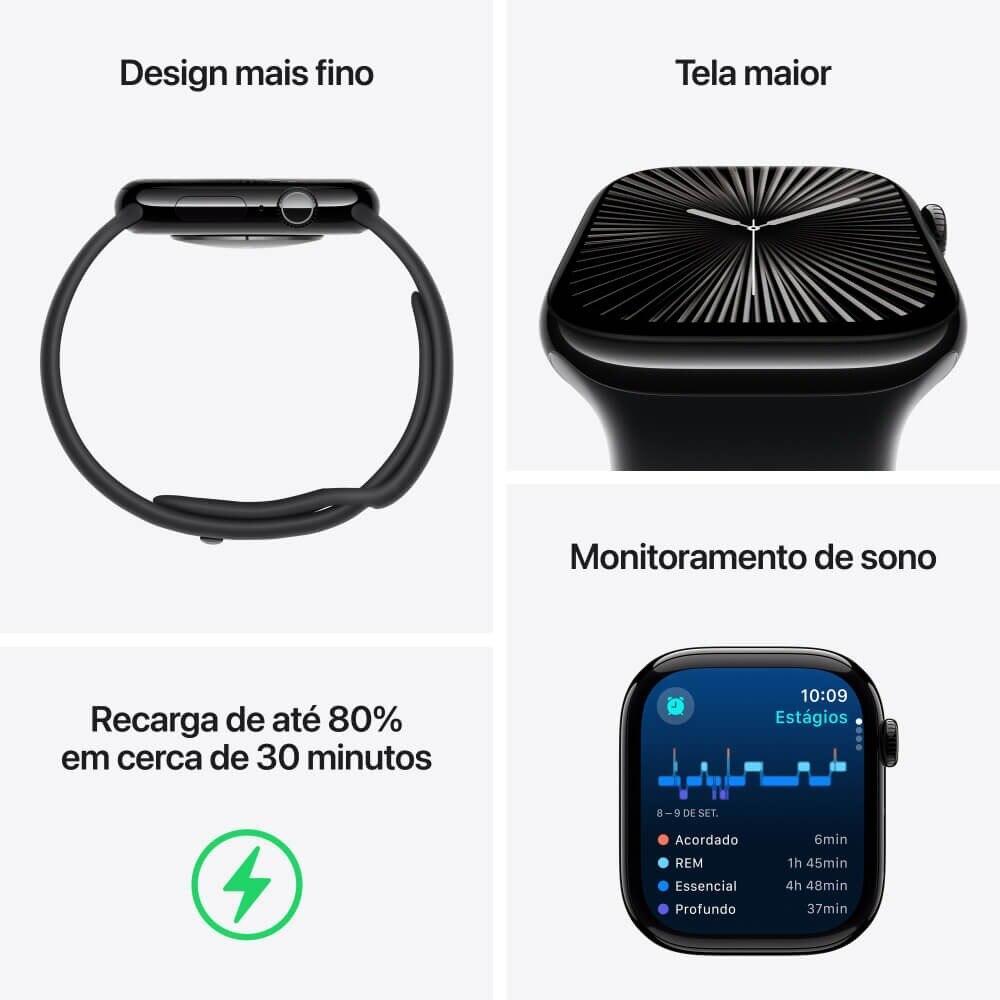 Apple Watch Series 10 GPS + Cellular • Caixa dourada de titânio – 42 mm • Pulseira dourada estilo milanês - 3