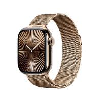 Apple Watch Series 10 GPS + Cellular • Caixa dourada de titânio – 42 mm • Pulseira dourada estilo milanês - 1