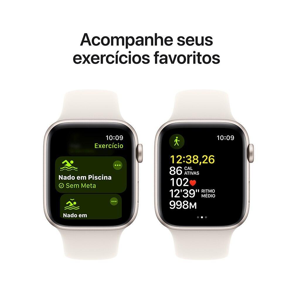 Apple Watch SE GPS + Cellular • Caixa estelar de alumínio – 44 mm • Pulseira esportiva estelar – M/G - 6