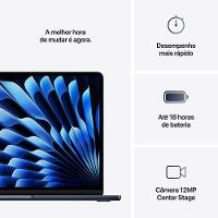 Apple Macbook Air 13", M4, com CPU de 10 núcleos, GPU de 8 núcleos, 16GB RAM, 256GB SSD - Meia-noite - 10