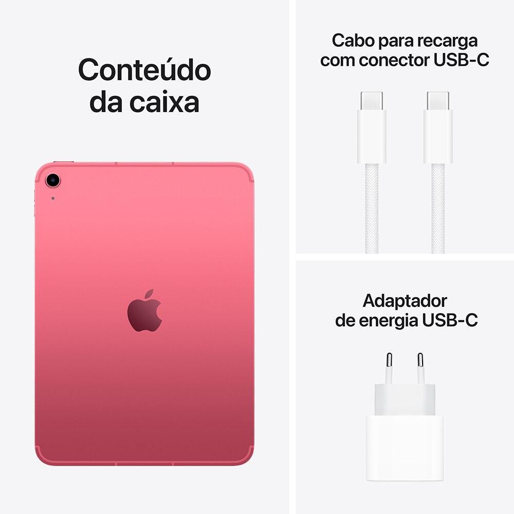Apple iPad 11ª geração, chip A16, Wi-Fi + Cellular, 128GB - Rosa - 8