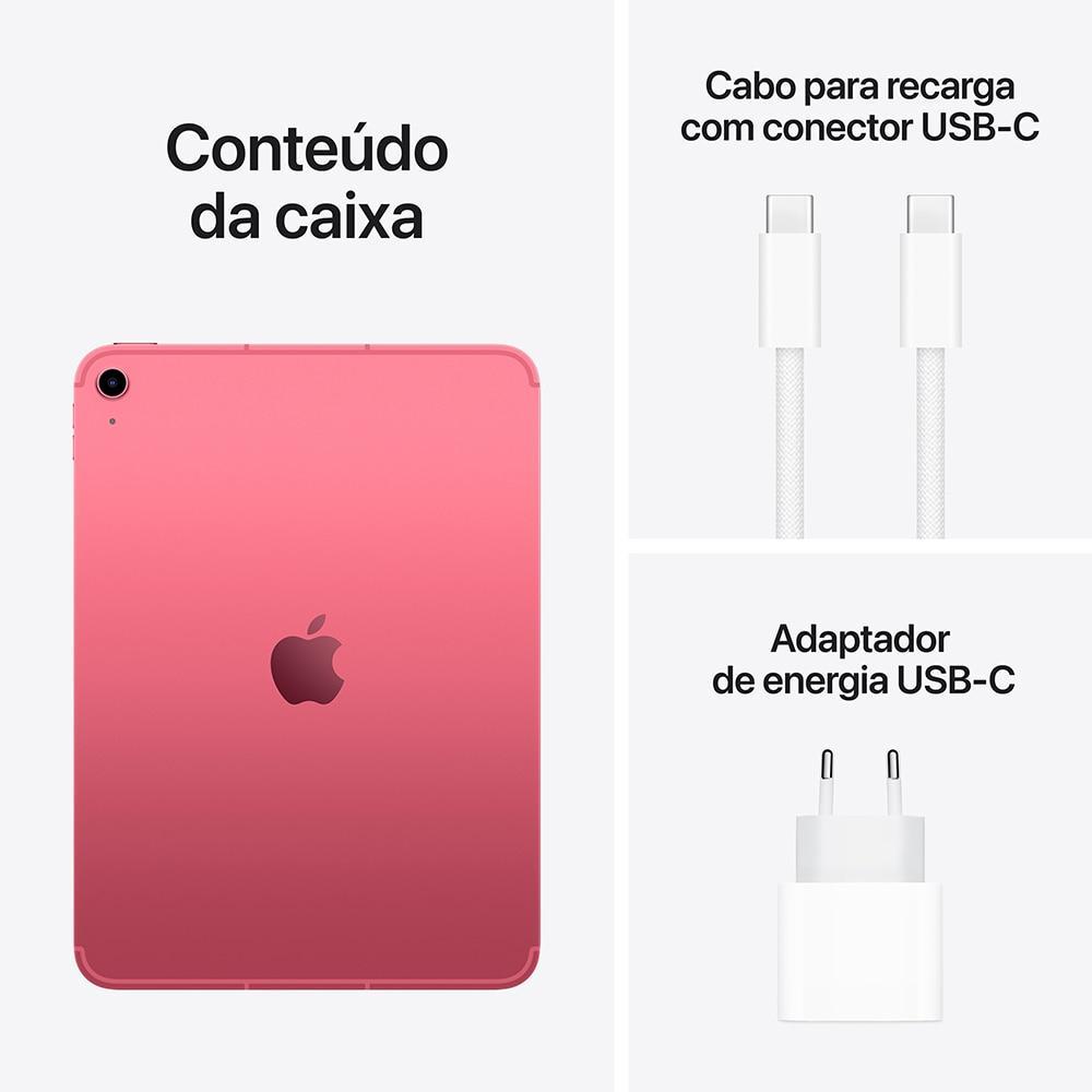 Apple iPad 11ª geração, chip A16, Wi-Fi + Cellular, 256GB - Rosa - 8