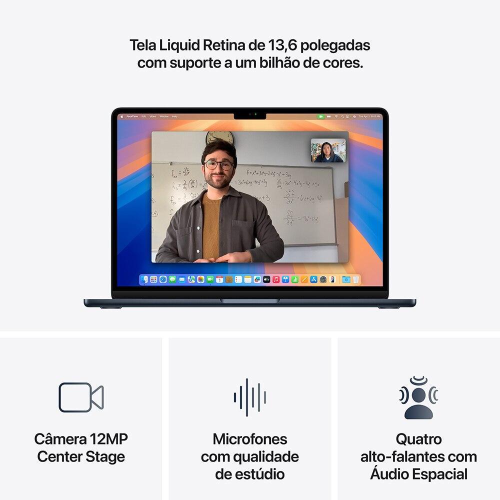 Apple Macbook Air 13", M4, com CPU de 10 núcleos, GPU de 10 núcleos, 16GB RAM, 512GB SSD - Meia-noite - 5