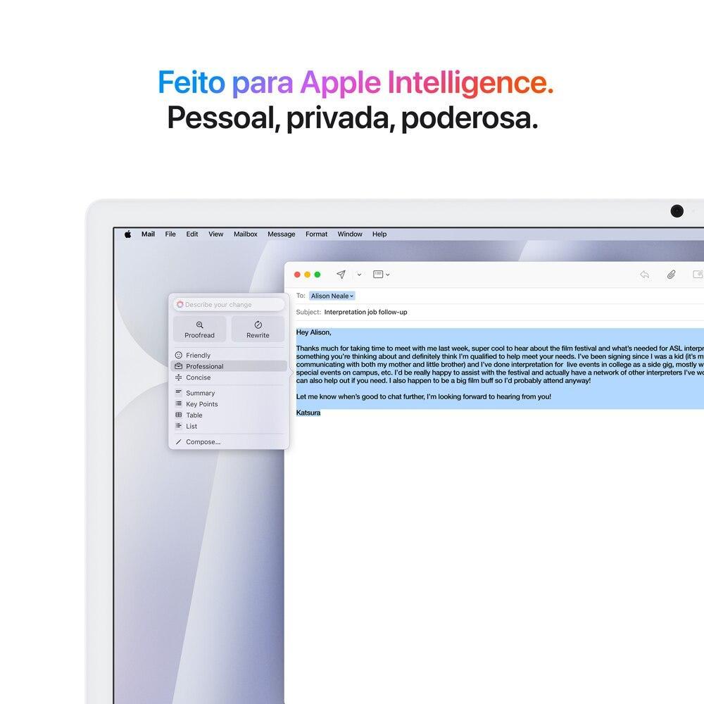 iMac 24", M4, CPU  10 núcleos e GPU 10 núcleos, Memória Unificada 16GB, 512GB SSD - Prateado - 5