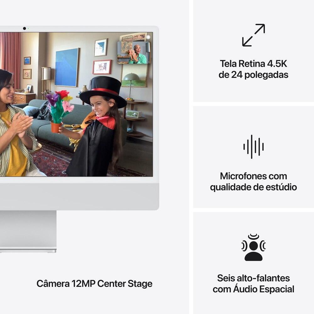 iMac 24", M4, CPU  10 núcleos e GPU 10 núcleos, Memória Unificada 16GB, 512GB SSD - Prateado - 7