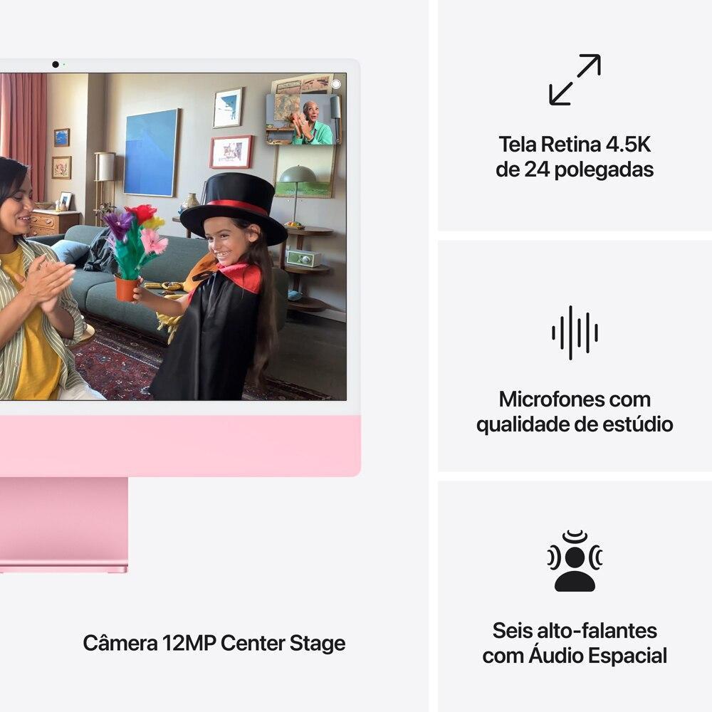 iMac 24", M4, CPU 10 núcleos e GPU 10 núcleos, Memória Unificada 16GB, 256GB SSD - Rosa - 7