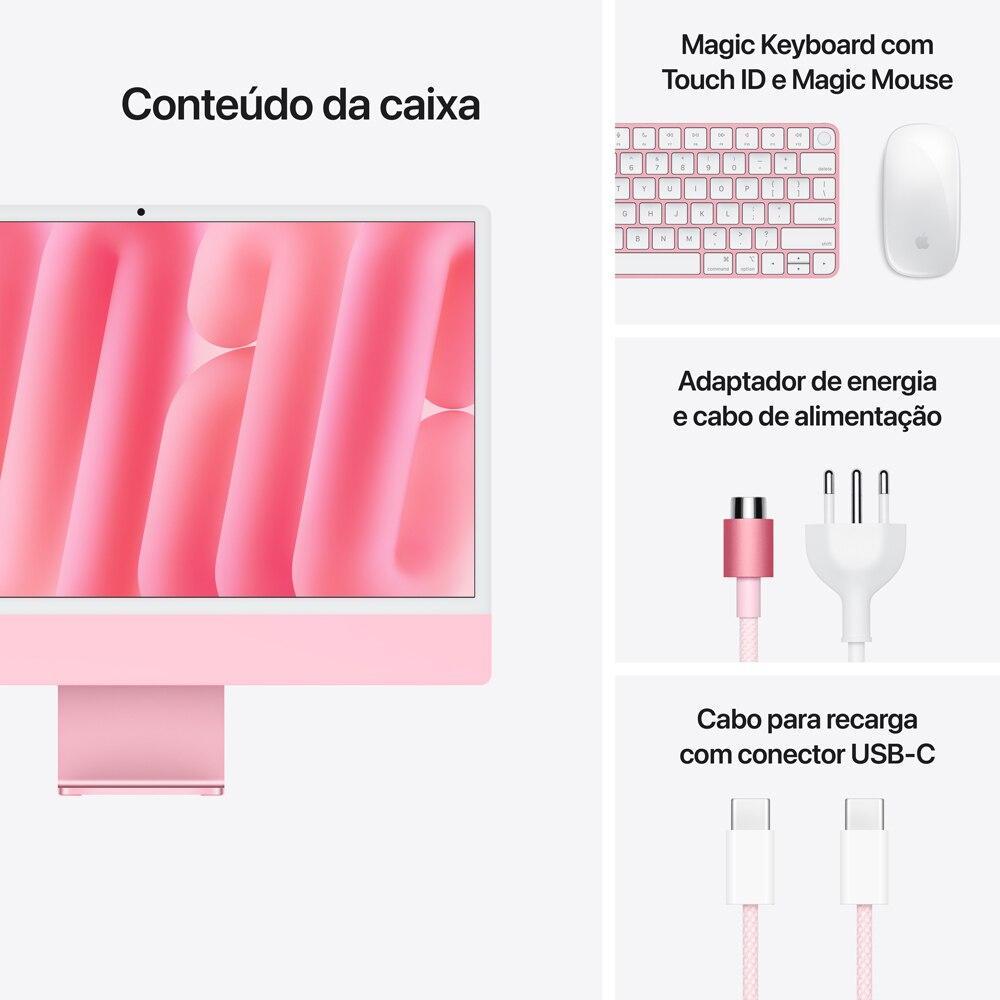 iMac 24", M4, CPU 10 núcleos e GPU 10 núcleos, Memória Unificada 16GB, 256GB SSD - Rosa - 9