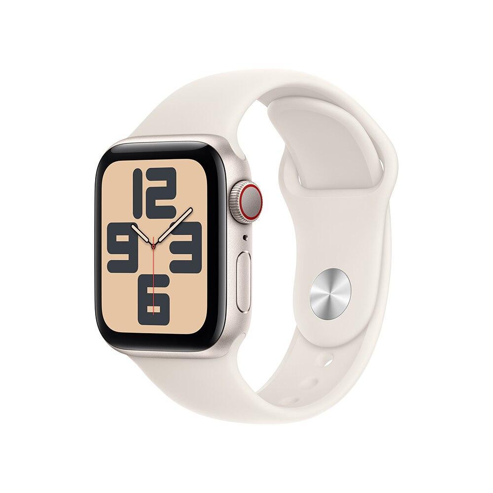 Apple Watch SE GPS + Cellular • Caixa estelar de alumínio – 40 mm • Pulseira esportiva estelar – M/G - 1