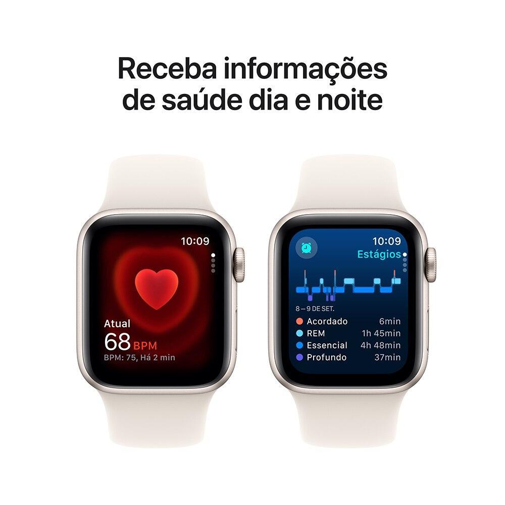 Apple Watch SE GPS + Cellular • Caixa estelar de alumínio – 40 mm • Pulseira esportiva estelar – M/G - 5