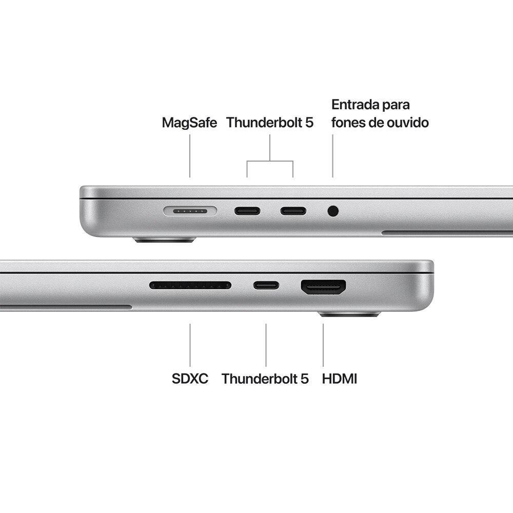 Apple MacBook Pro 16", M4 Pro, CPU de 14 núcleos, GPU de 20 núcleos, 24GB RAM, 512GB SSD - Prateado - 7