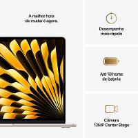 Apple Macbook Air 15", M4,  com CPU de 10 núcleos, GPU de 10 núcleos, 16GB RAM, 512GB SSD - Estelar - 10
