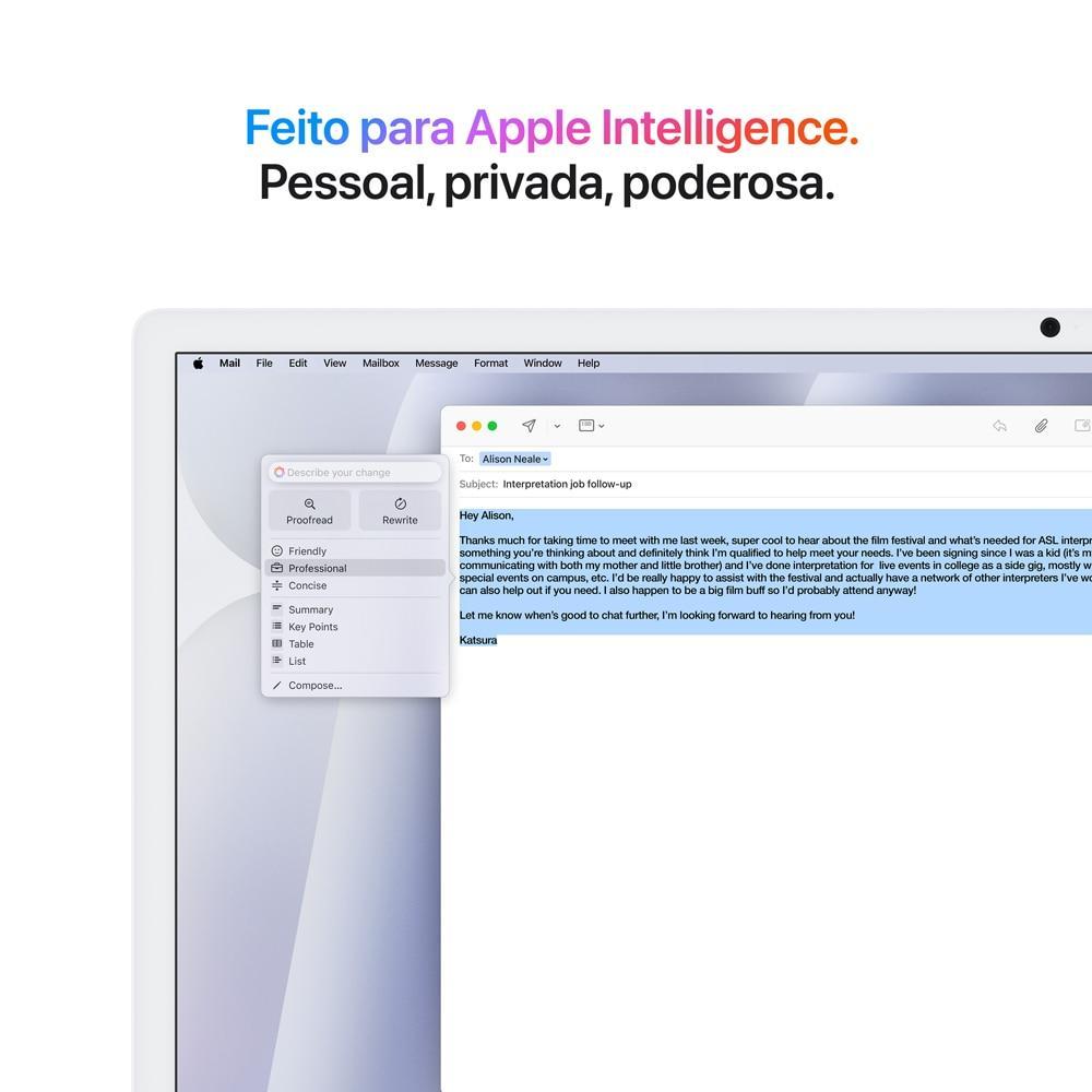 iMac 24", M4, CPU 10 núcleos e GPU 10 núcleos, Memória Unificada 16GB, 256GB SSD - Prateado - 5
