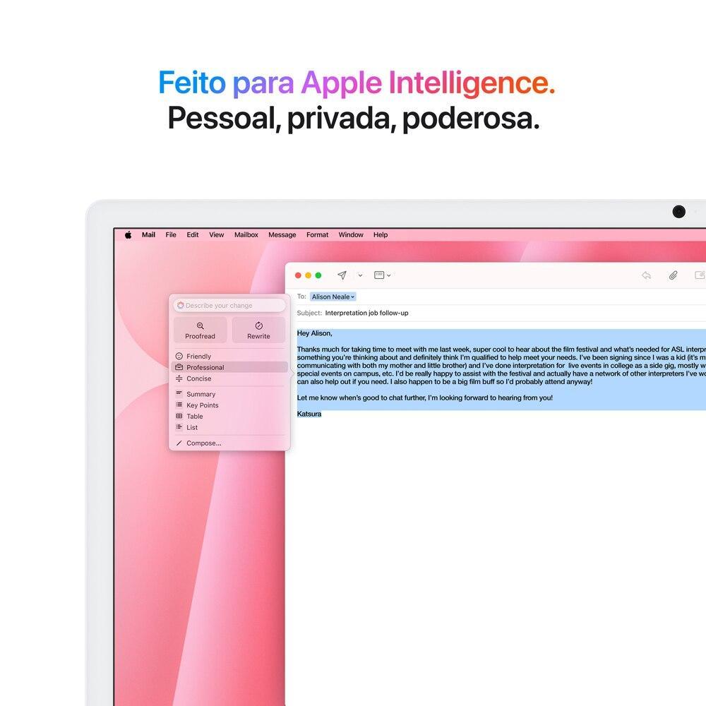 iMac 24", M4, CPU 10 núcleos e GPU 10 núcleos, Memória Unificada 24GB, 512GB SSD - Rosa - 5