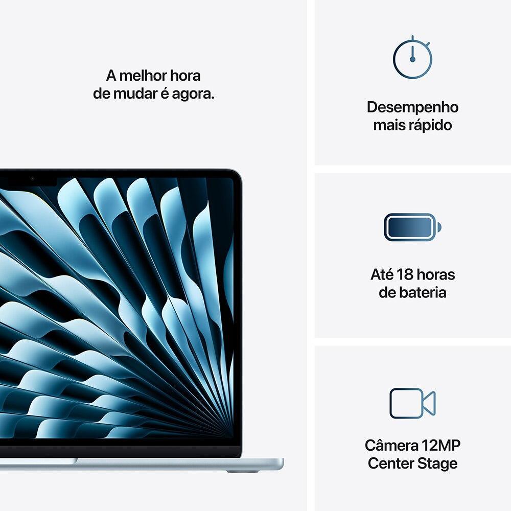 Apple Macbook Air 13", M4, com CPU de 10 núcleos, GPU de 10 núcleos, 24GB RAM, 512GB SSD - Azul - 8