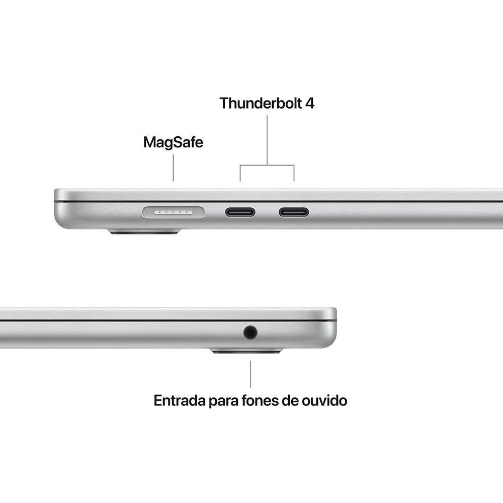 Apple Macbook Air 15", M4,  com CPU de 10 núcleos, GPU de 10 núcleos, 24GB RAM, 512GB SSD - Prata - 7