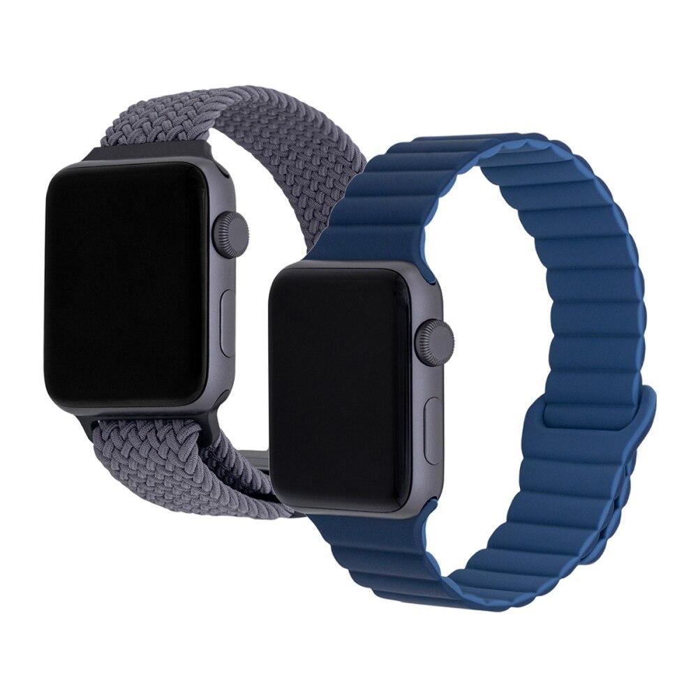 Kit Pulseira Double para Apple Watch 42/44/45/46/49 MM Cinza e Azul - 1