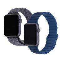 Kit Pulseira Double para Apple Watch 42/44/45/46/49 MM Cinza e Azul - 1
