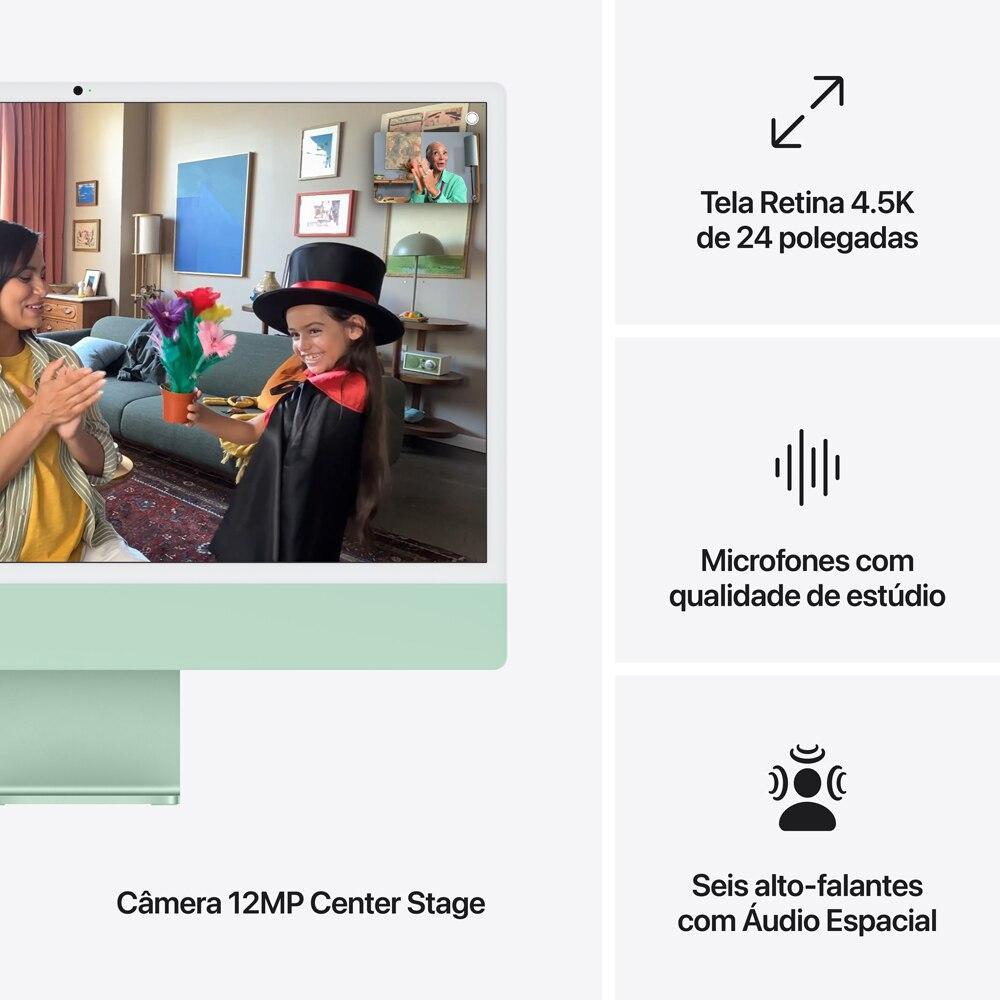 iMac 24", M4, CPU 10 núcleos e GPU 10 núcleos, Memória Unificada 16GB, 256GB SSD - Verde - 7