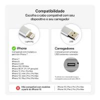 Cabo Lightning para USB-A, 1,2M Originais iPlace, Branco - 5