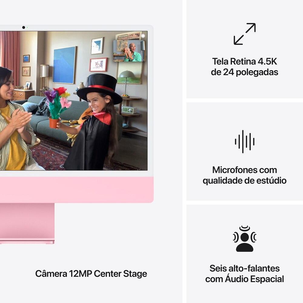 iMac 24", M4, CPU 10 núcleos e GPU 10 núcleos, Memória Unificada 16GB, 512GB SSD - Rosa - 7