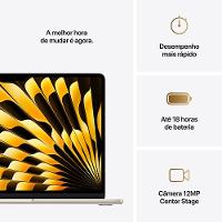 Apple Macbook Air 13", M4, com CPU de 10 núcleos, GPU de 10 núcleos, 16GB RAM, 512GB SSD - Estelar - 10