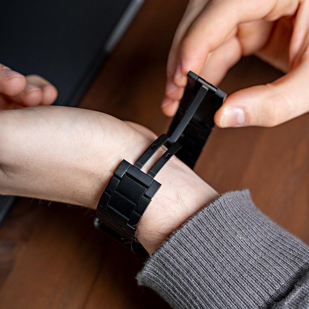 Pulseira de Titanium Click para Apple Watch 42/44/45/46/49mm, Originais iPlace, Preta - 3