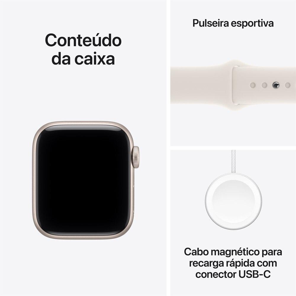 Apple Watch SE 3 GPS - Caixa estelar de alumínio – 44 mm - Pulseira esportiva estelar – P/M - 8