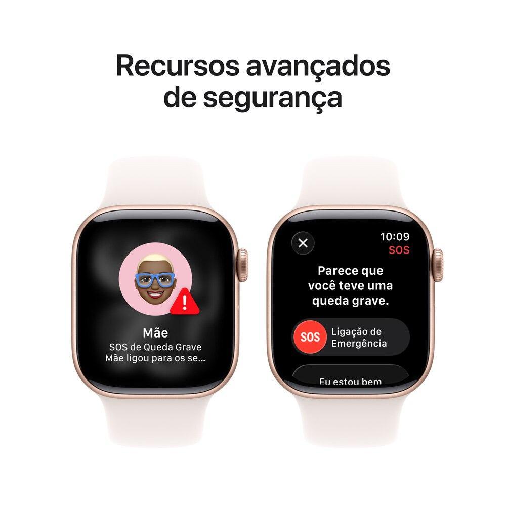 Apple Watch Series 11 GPS - Caixa cor de ouro rosa de alumínio – 42 mm - Pulseira esportiva blush-clara – M/G - 6