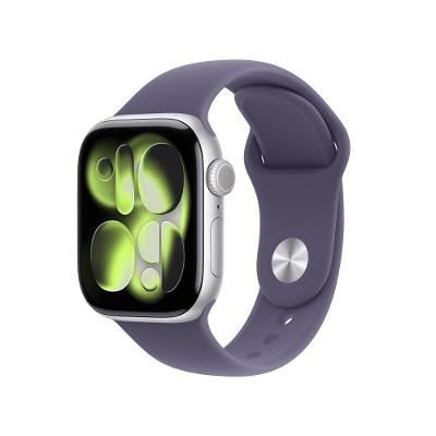 Apple Watch Series 11 GPS - Caixa prateada de alumínio – 42 mm - Pulseira esportiva roxo-névoa – M/G