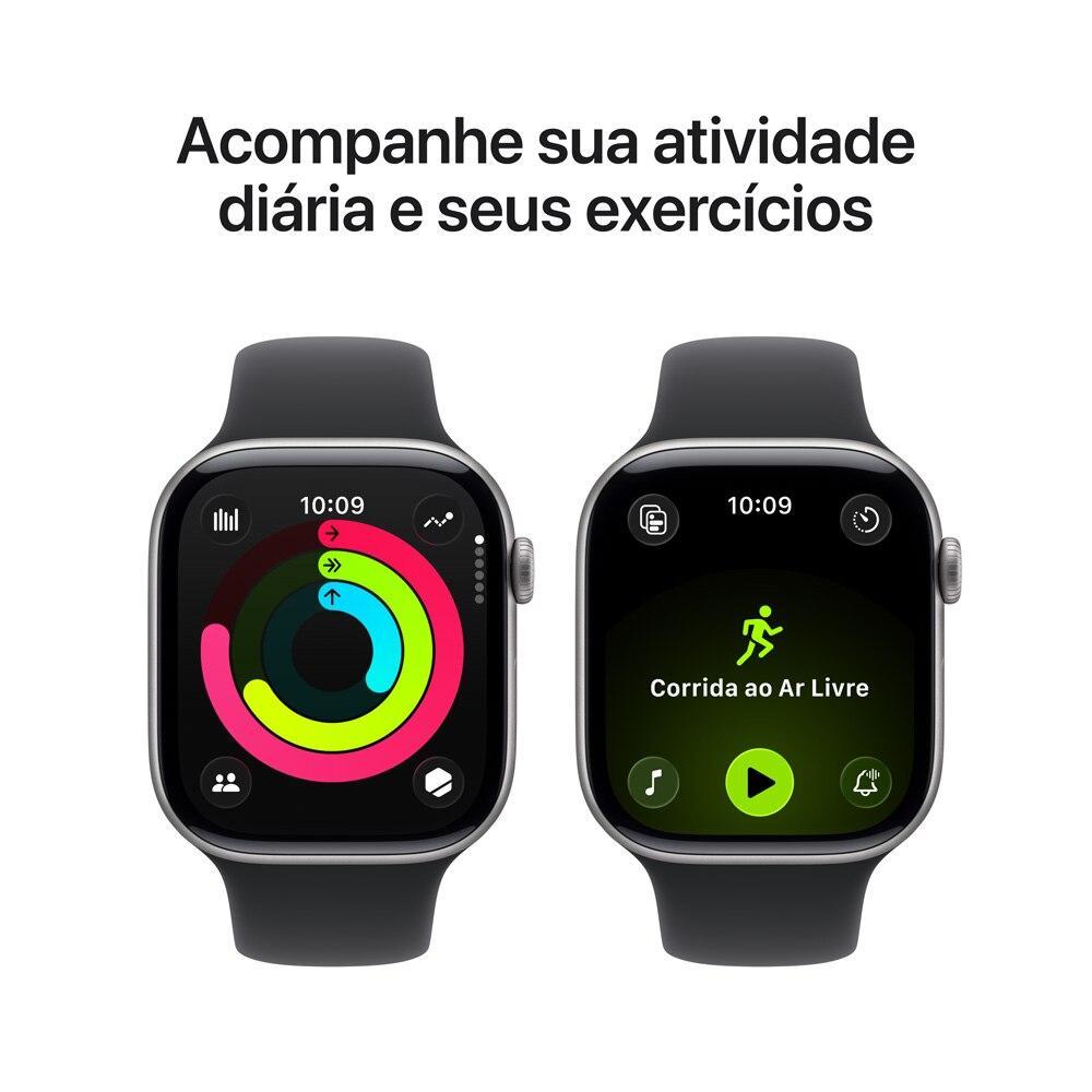 Apple Watch Series 11 GPS - Caixa cinza-espacial de alumínio – 46 mm - Pulseira esportiva preta – M/G - 4